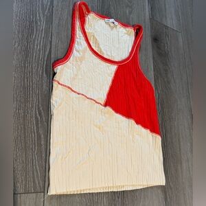 Zara Color Block Red and Cream Tank Top